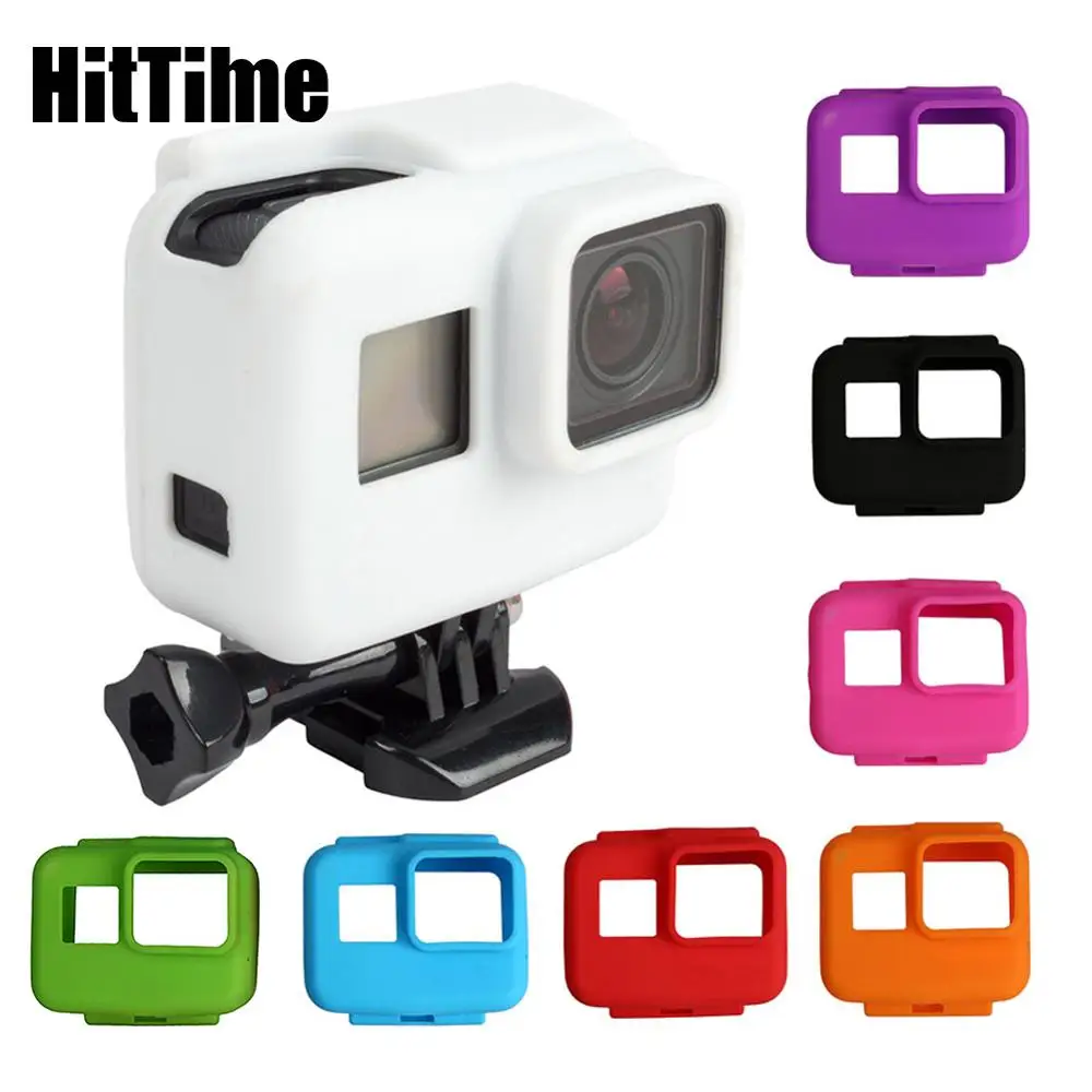 Цветной мягкий силиконовый резиновый защитный чехол HitTime для GoPro Hero 5 6 7 черный