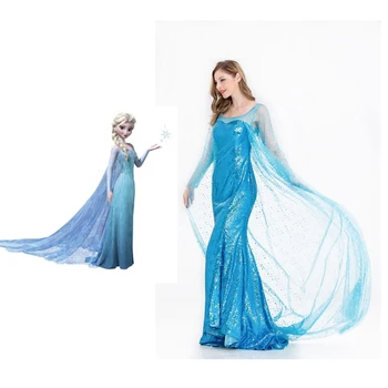 

Frozen Queen Elsa anime cosplay women Adult long sleeve female princess Anime Performance Clothing dress Halloween Costumes