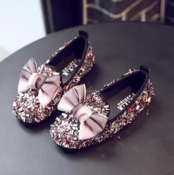 

2019 New Girls Dress Shoes Fashion Diamond Kids Party Shoes Princess Bow Pink Shoes Girls Sneaker