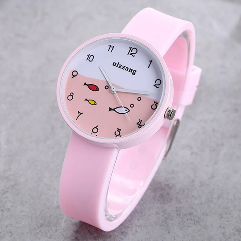 JOYROX-Children-Watch-For-Girls-Color-Silicone-Strap-Fashion-Quartz-Wristwatch-Fish-Dial-Cartoon-Kids-Clock (4)