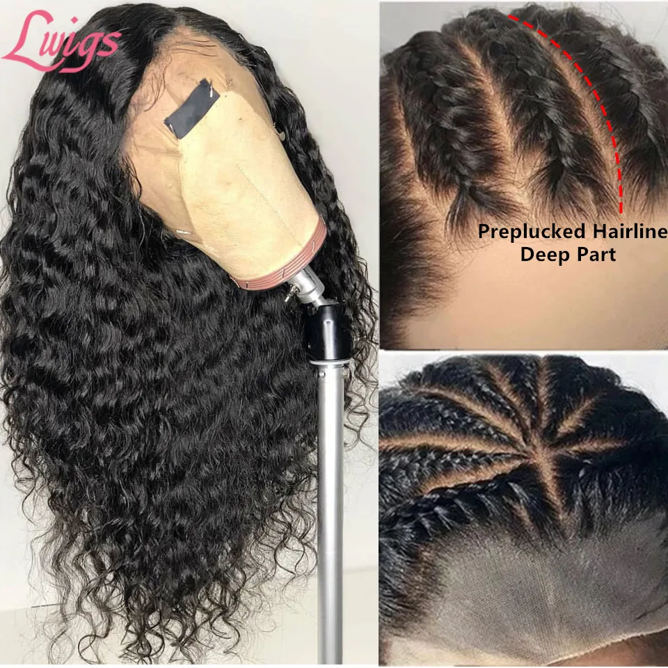 Глубокий кудрявый HD поддельные головы Кружева передние парики Glueless Кружева передние человеческие волосы парики Кудрявые Кружева передние al парик отбеливатель узлы для черных женщин