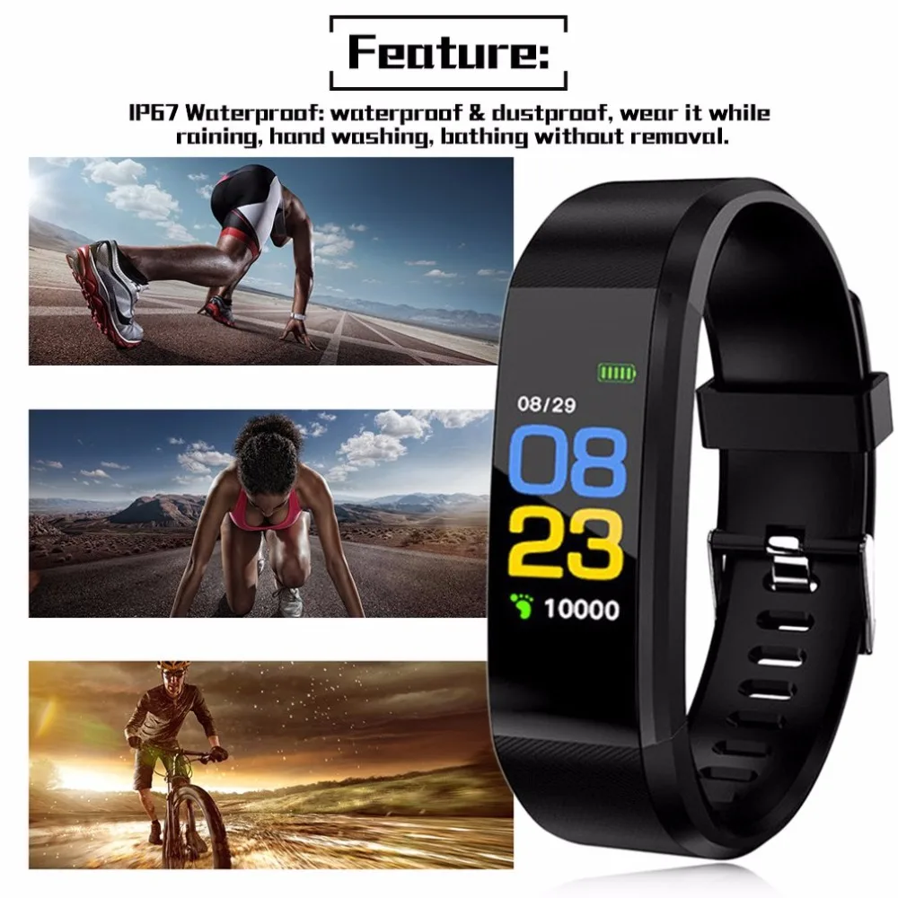Oloey 115 плюс смарт-браслет монитор сердечного ритма кровяное давление фитнес-трекер Смарт-часы спортивные часы для Ios Android