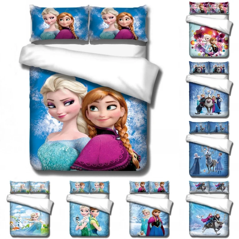 Disney dos Desenhos Conjuntos de Cama Bonito do Bebê Animados Congelados Princesa Crianças Meninas Presentes Capa Edredão Fronhas Consolador Roupas 2 High Quality Mamãe e Bebê