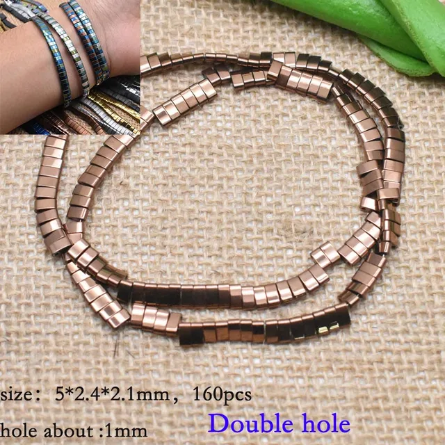 New Two Holes natural stone beads hematite black mineral beads accessories square spacer beads for jewelry making DIY Bracelets T020 5x2mm