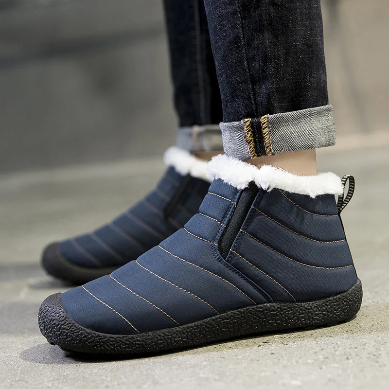 

MEN'S SHOES Winter Cotton-padded Shoes Men's plus Velvet Warm Slip-on Waterproof Large Size Cotton Boots Hight-top Thick Cotton