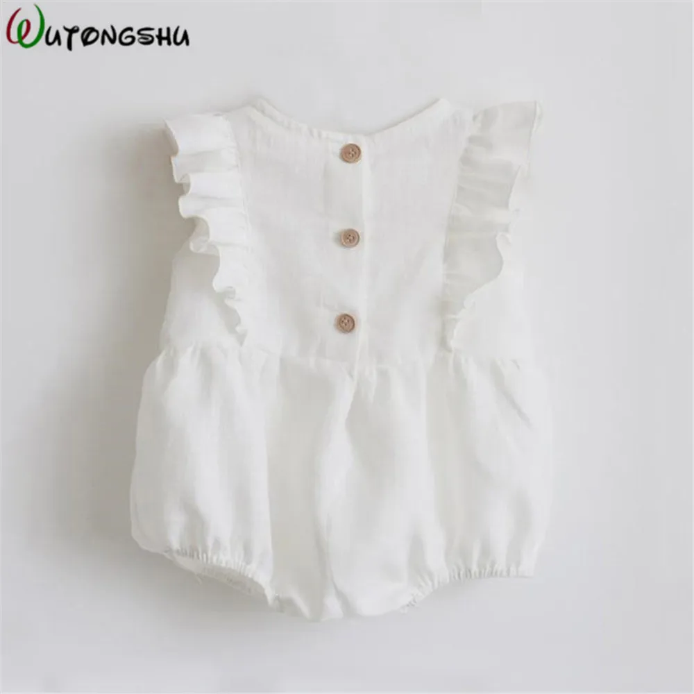 Комбинезоны для маленьких девочек летняя Новинка одежда однотонный белый
