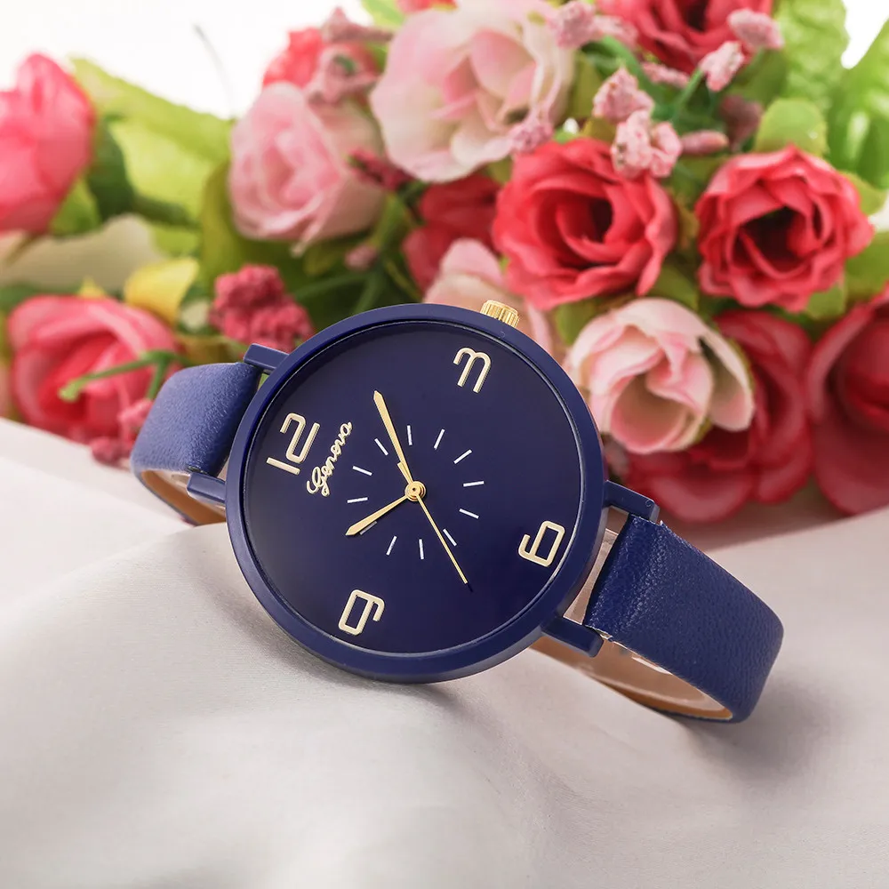 Женские часы с кожаным ремешком женские кварцевые часы женские повседневные шашки искусственная кожа кварцевые аналоговые наручные часы#28