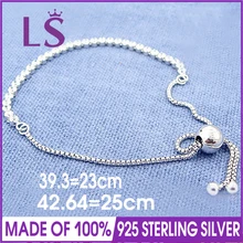 LSLuxury 925 пробы Серебряный сверкающая нить браслет подходит для оригинальных бусин Шарм. Хорошее ювелирное изделие для женщин подарок. W