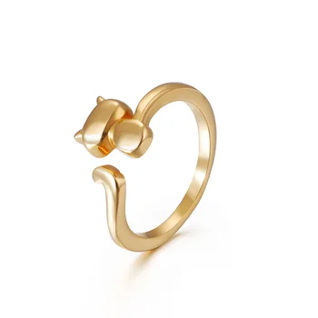 

2020 New Fashion Simple and Cute Cat Ring Opening Ring Couple Personality Ring Girl Gift