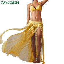 JAYCOSIN Женская одежда, сексуальные шифоновые одноцветные юбки в стиле бохо, Женская длинная юбка макси с разрезом, пляжная юбка, черная Тюлевая юбка 920
