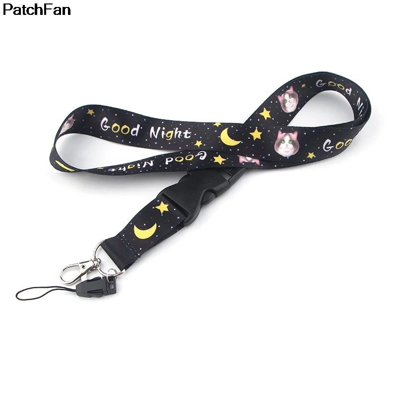 A2419 Patchfan мультяшный kawaii Кот тег ремень шеи ремешки для безопасности отрыва для мобильного телефона USB ID бейдж держатель ключа