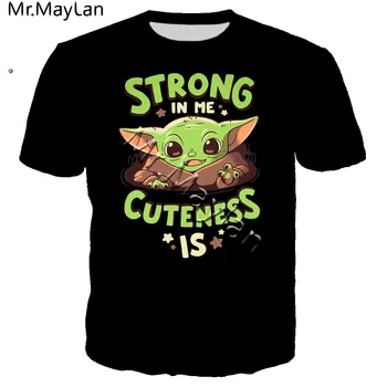 

3D Print New Lovely Baby Child Yoda T Shirt Men Star Wars Mandalorian T-Shirt Short Sleeved Tshirt Men Tee Gift Idea Merchandise