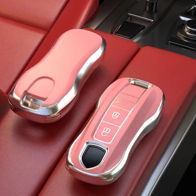 Smart remote key car key case cover for porsche panamera macan boxster cayenne 971 911 718 pink