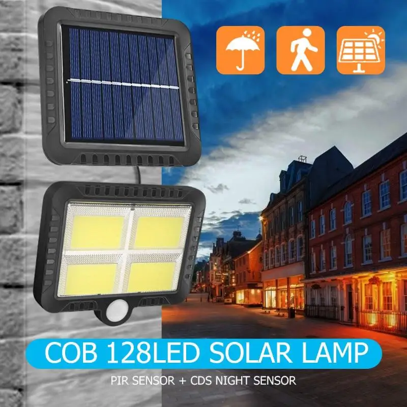 2 шт. COB 128LED солнечный датчик движения настенный светильник водонепроницаемый садовый уличный светильник