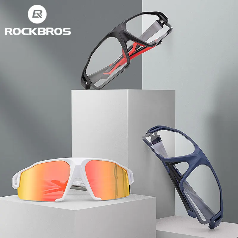 ROCKBROS Cycling Sunglasses Photochromic Polarized Sports Goggles Eyewear Gray 