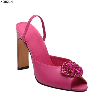 

Pink High heels Women Shoes luxury Summer Sandals 2019 Brand Designer Ladies wedding Rhinestone G Sandals Shoes Woman lace up