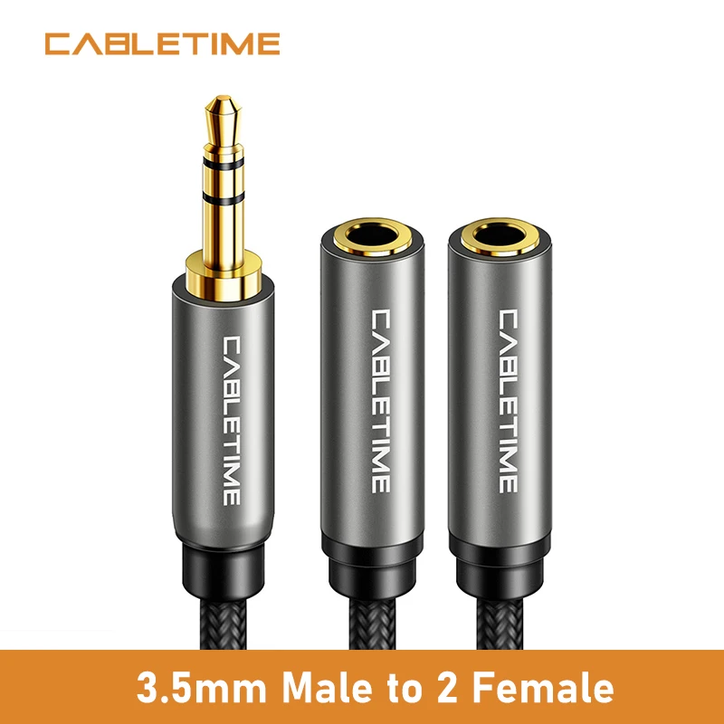 Cabletime 3 5 мм штекер 2 Женский Разъем для наушников разветвитель аудио кабель Кабель