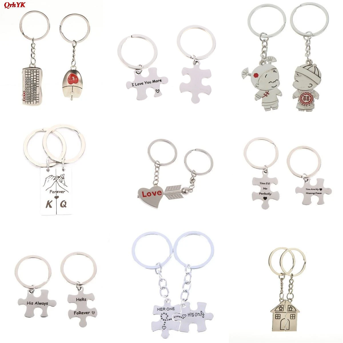 カップルのためのキーホルダー 2つのイニシャル カスタマイズ可能な日付 キーホルダー Aliexpress