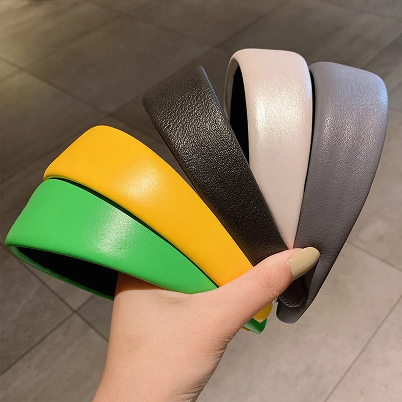 MOLANS New Faux Leather Headbands Eleg Simple 4cm Width PU Leathers Women Hairbands Fashion Wide Hair Hoops Female Headbands