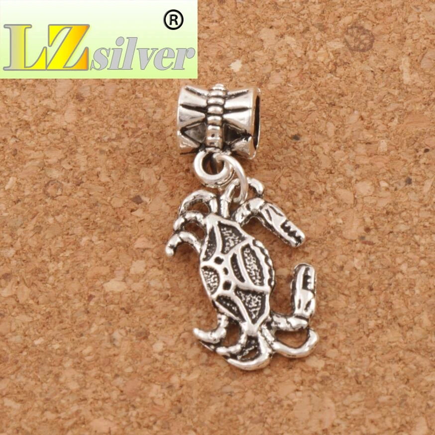 Crab Crawling Big Hole Beads 12.8x30.5mm 100pcs Zinc Alloy Dangle Fit European Charm Bracelets Jewelry DIY B180