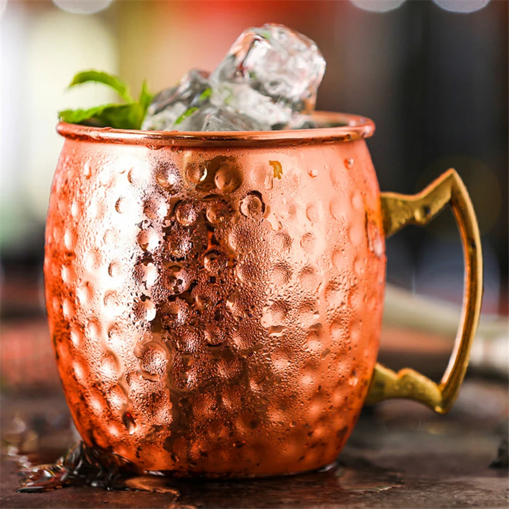 530ml Copper Coffee Mug Drinking Cup Beer Cup with Handle for Party Kitchen Bar Drinkware Outdoor Camping Portable Cups