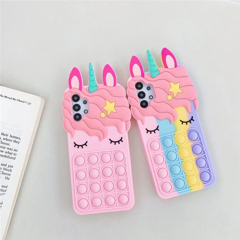 3D Cute Cartoon Pop Toy Case for Samsung S20 FE S21 S8 Plus Note 8 20 Ultra A20E A01 A02 A12 A31 A51 A70 A71 A32 A52 A72 A21 A11 silicone case for samsung