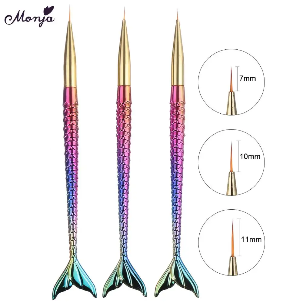 Набор для рисования Monja 3 шт./компл. 7/10/11 мм|brush manicure|pen brush toolsmanicure |