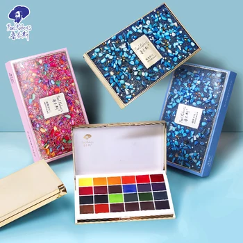 

Paul Rubens Exquiste 24 Color Portable Stone Style Pocket Solid Watercolor Set for Artist Traveling