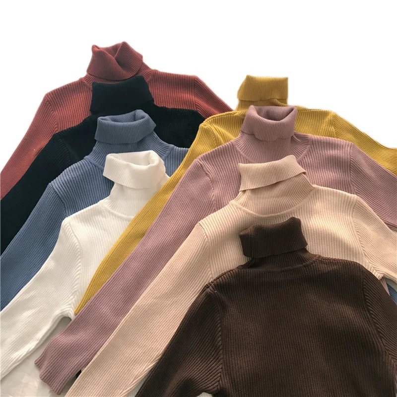 

Knitted Basic Sweater Pullover Turtleneck Long Sleeves Women Autumn Winter Fashion Casual Slim Soft Warm Tops