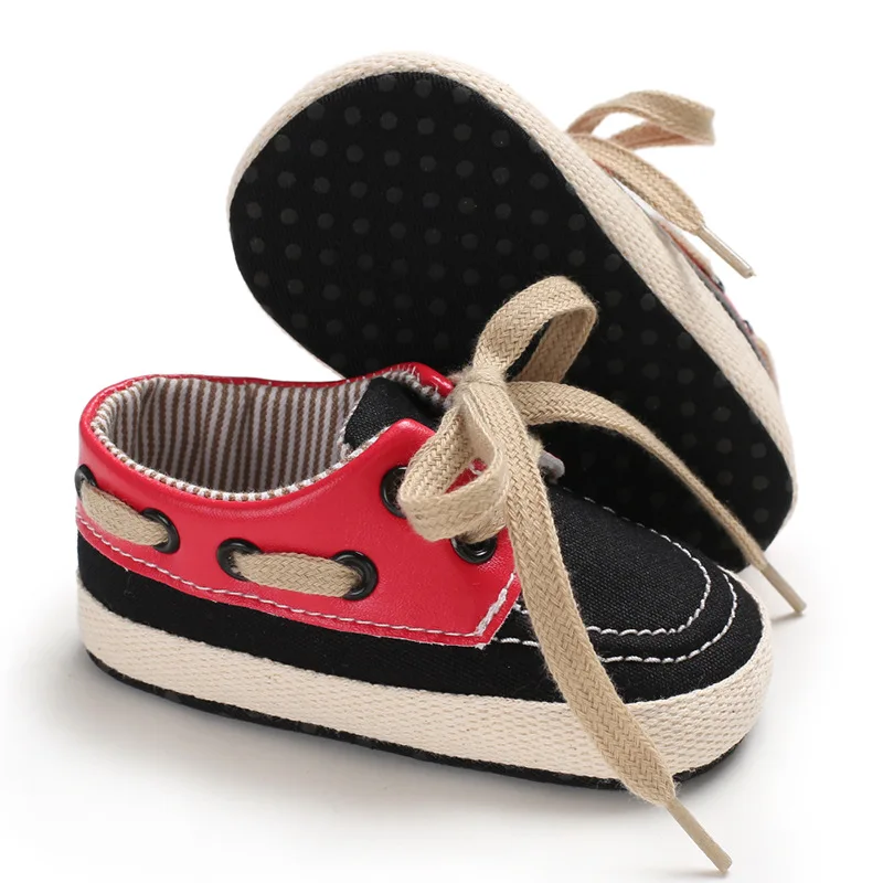 WARMOM 0-1 Years Old Toddler Shoes Baby Boy Canvas Soft Soles Non-slip Baby Walking Shoes Lace-up Canvas Shoes Toddler Shoes
