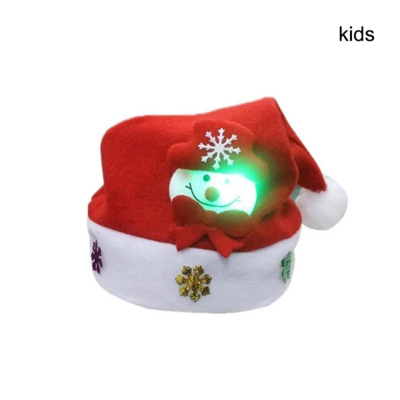 Новогодний светодиодный свет Рождественская шляпа Рождественская вечеринка ночь Санта шляпа дети взрослые Санта Клаус Олень снеговик - Цвет: B