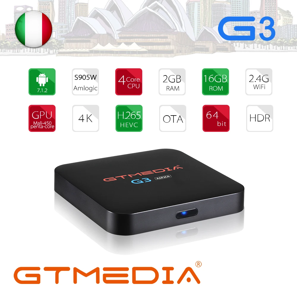 GTUI GTMEDIA G3 Android 7,1 Smart tv BOX 2G 16G Google S905X 4K 3D Ультра HD tv Play игры быстрее Wifi Bluetooth IP tv set top box