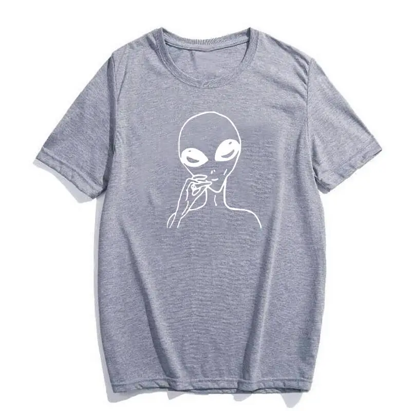 Harajuku Alien Smoke Weed Printing T Shirt Women Tops Korean Fashion Graphic Tee Shirt Femme Short Sleeve Funny Women Tshirt