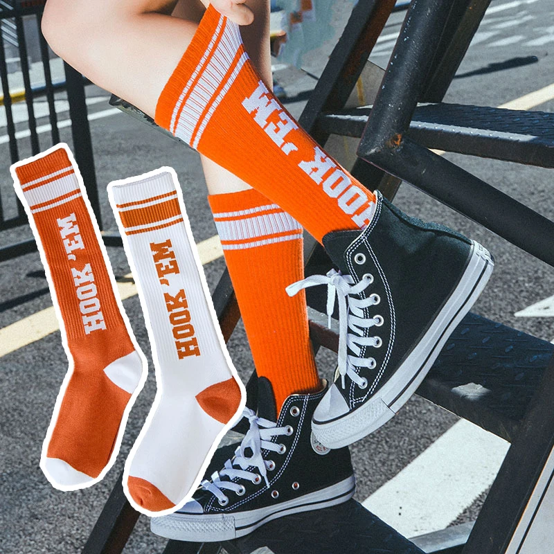 Женские носки до колена хлопковые в стиле Харадзюку для скейтбординга с буквами