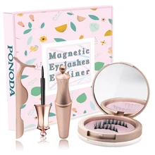 Накладные ресницы на магнитах комплект подводки для глаз, ручная работа, натуральный длинный накладной ресницы Водонепроницаемый черная жидкая подводка для глаз, легко одевать набор ресниц