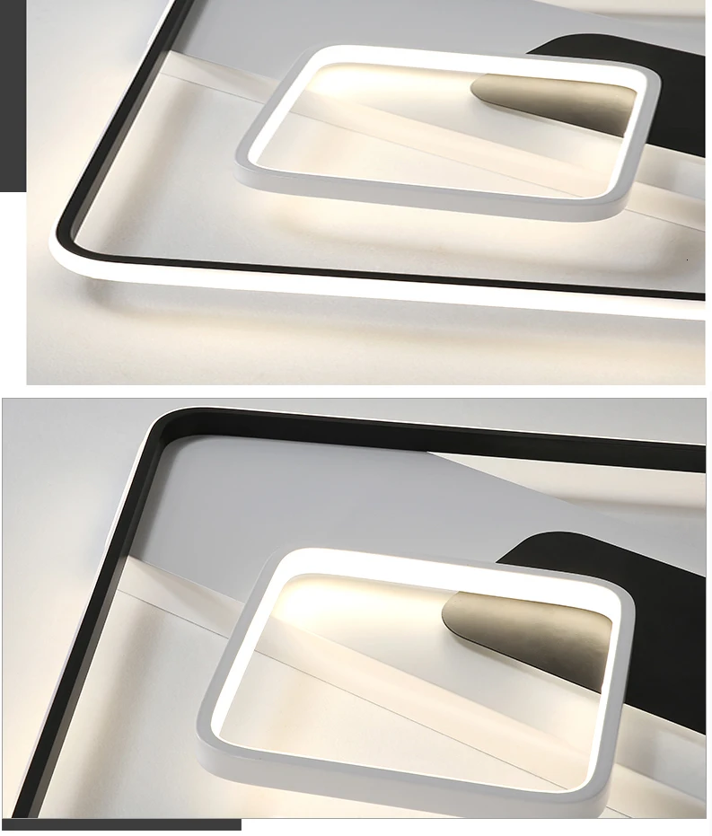 Прямоугольный акриловый алюминиевый современный светодиодный потолочный светильник для гостиной, спальни, AC85-265V, белый/черный, lamparas de techo, потолочный светильник