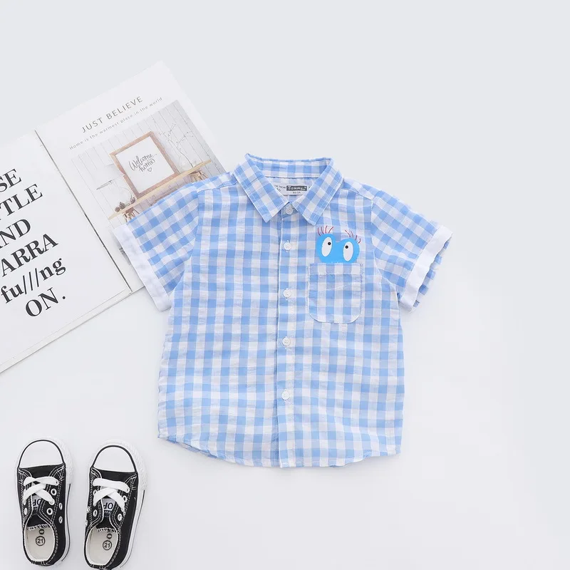Katofely2019 лето стиль BOY'S Boutique детская клетчатая рубашка с принтом Чистый хлопок короткий рукав
