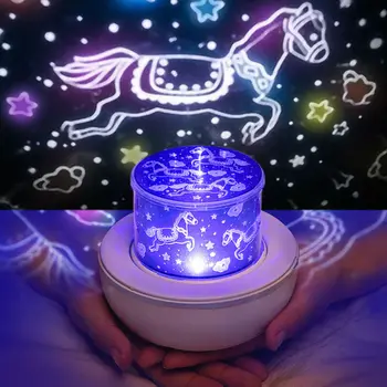 

Starry Kids Room Desk Lamp Rotating Star Moon Sky Rotation Night Projector Light
