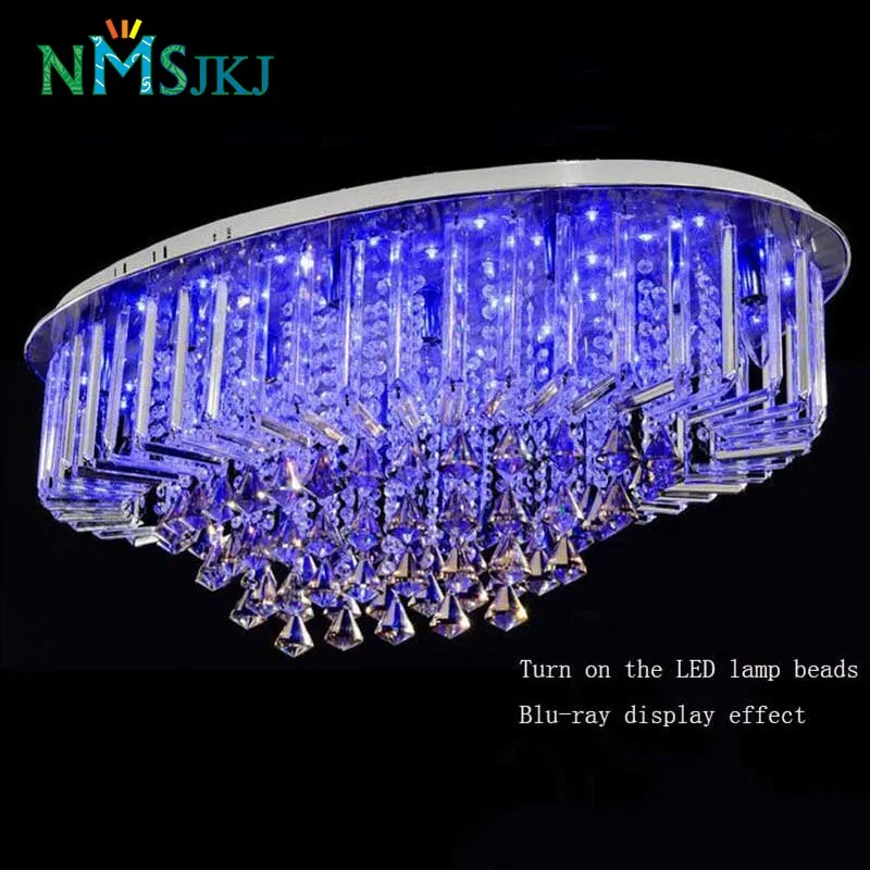 Large Elegant and Luxurious Oval Crystal Living Room Lamp High Quality for Hotel Lobby Home Decoration