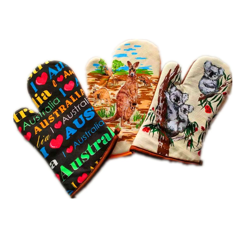 Guantes de cocina de estilo australiano para horno, diseño para barbacoa, guantes para microondas y bolsa de compra, toalla de té, 1 ud.