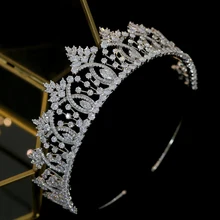 Винтажная тиара в стиле барокко с кристаллами, свадебные аксессуары для волос, Высококачественная свадебная корона из циркония, свадебные аксессуары для сопряжения