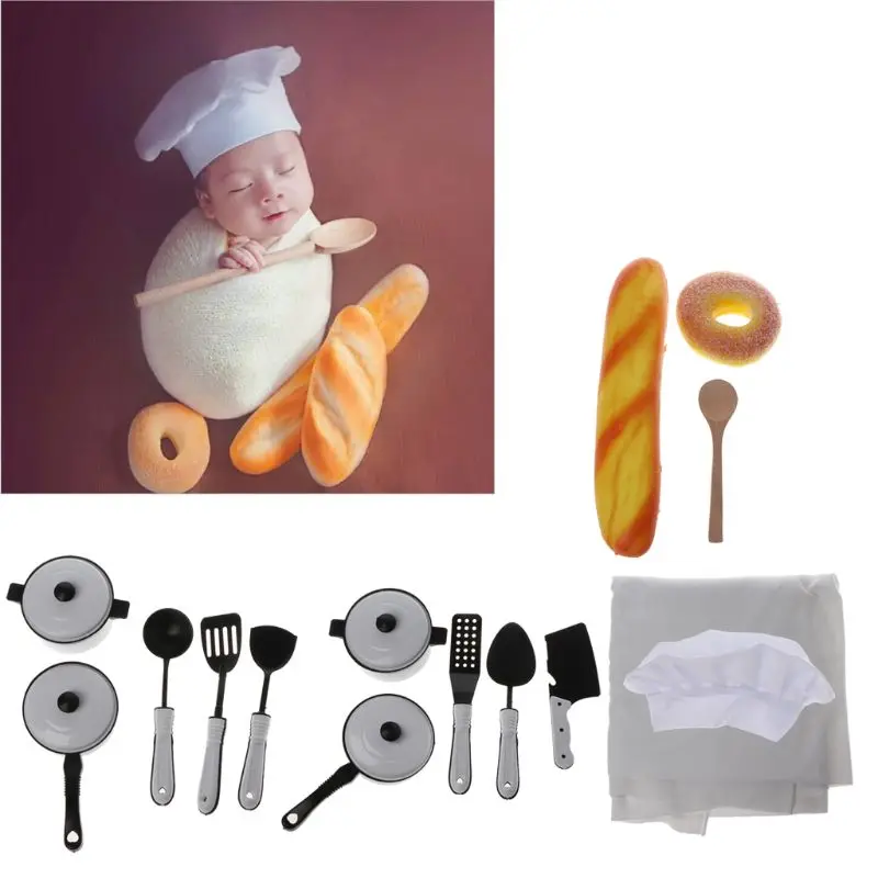Реквизит для детской фотосъемки маленькая шляпа шеф-повара белая эластичная обертка маленький повара креативный реквизит аксессуары для фотографирования новорожденных