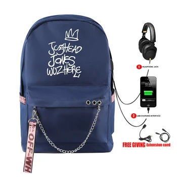 

South Side Serpents Cosplay Backpack Riverdale Jughead Jones Wuz Here with zipper Cool Printed Shoulder Travel Backpacks