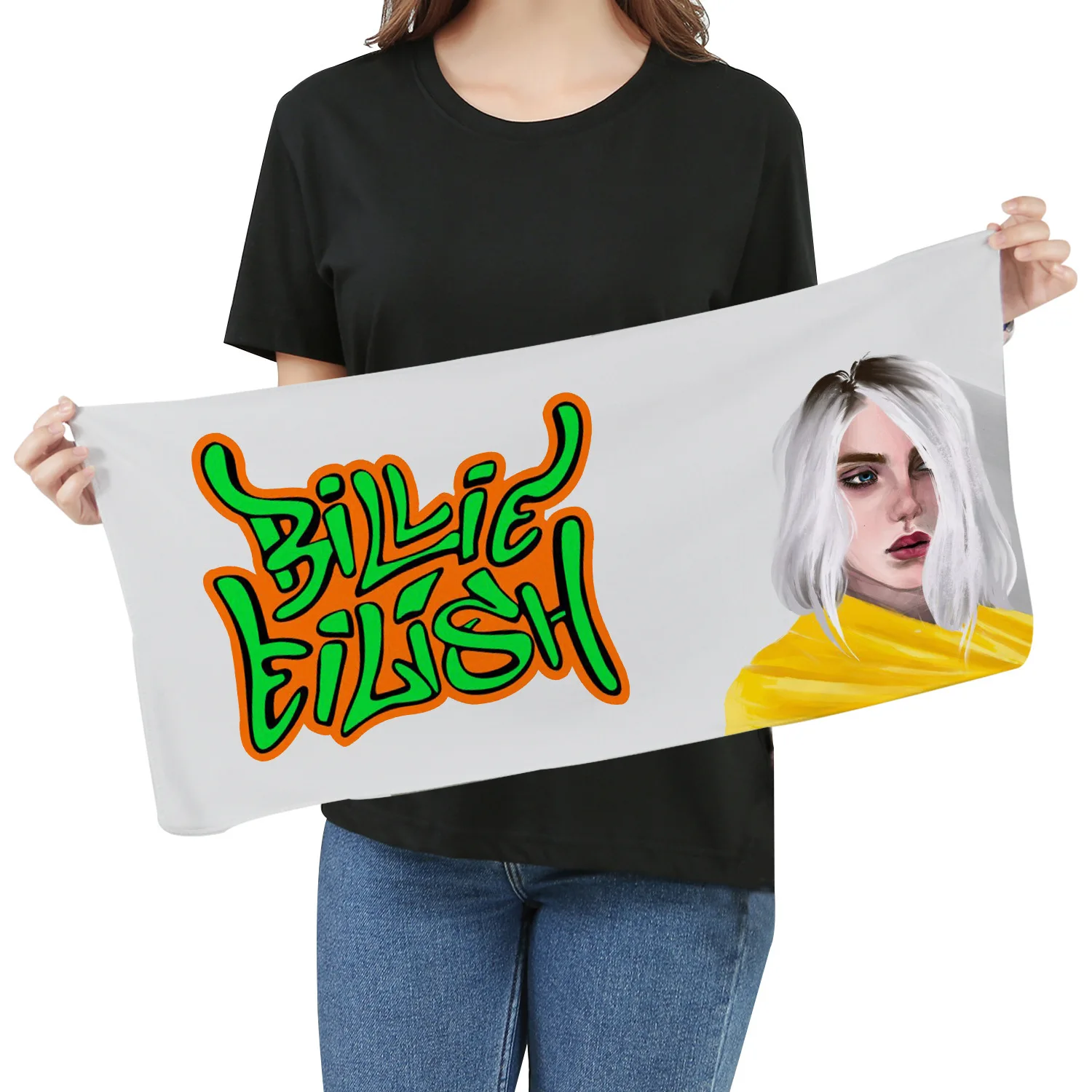 

2019 Billie Eilish Towel Fans Respond To Aid Periphery Towel Wash One's Face A Piece Of Cloth Exceed Fine Fiber Banner Towel