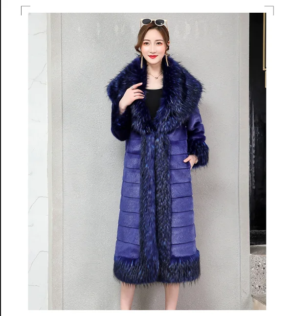 

Women Winter Fashion Fake Fur Coat Thick Warm Blue Color Plus Size 3XL Faux Mink Fur Outerwear XHSD-450