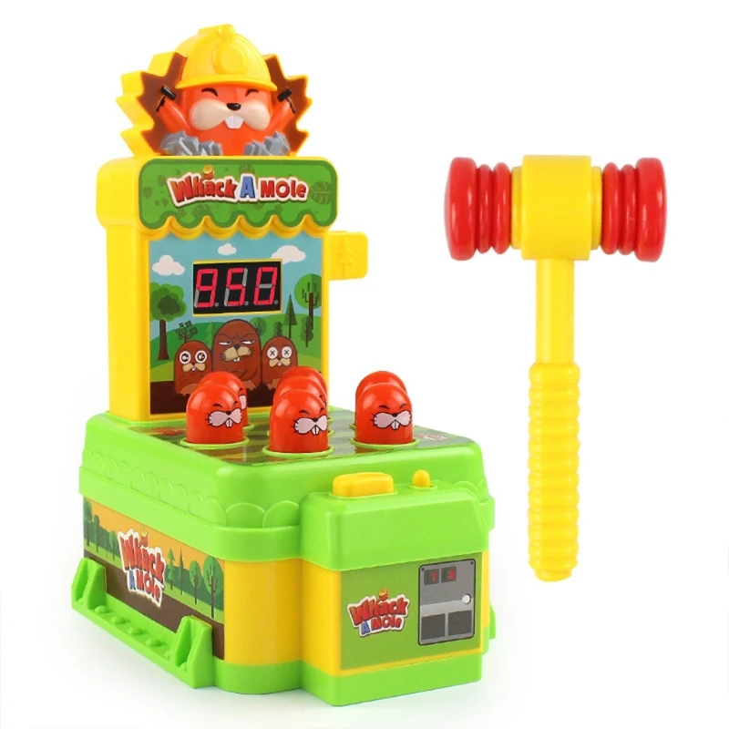 Whack Game Toy with Mole Mini Electronic Arcade Pounding Bench Coin game 1 Hammers Interactive Educational |