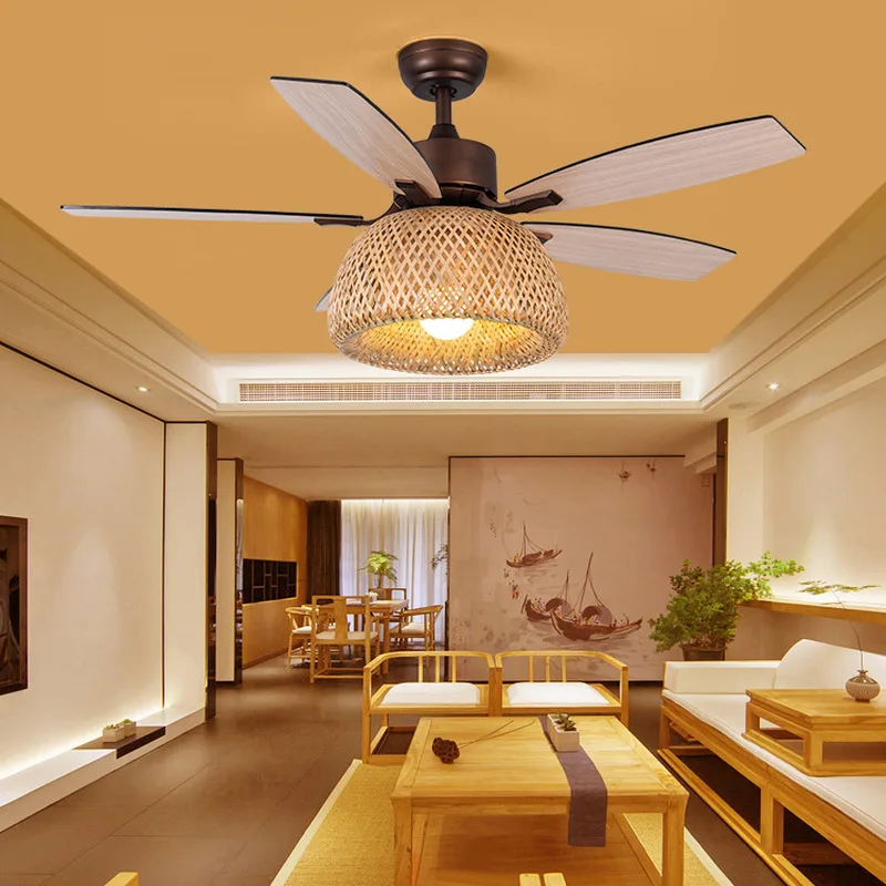 Us 160 88 Ceiling Fan Light Home European Iron Leaf American Retro Ceiling Fan Wood Leaf With Light Ceiling Fan With Light In Ceiling Fans From