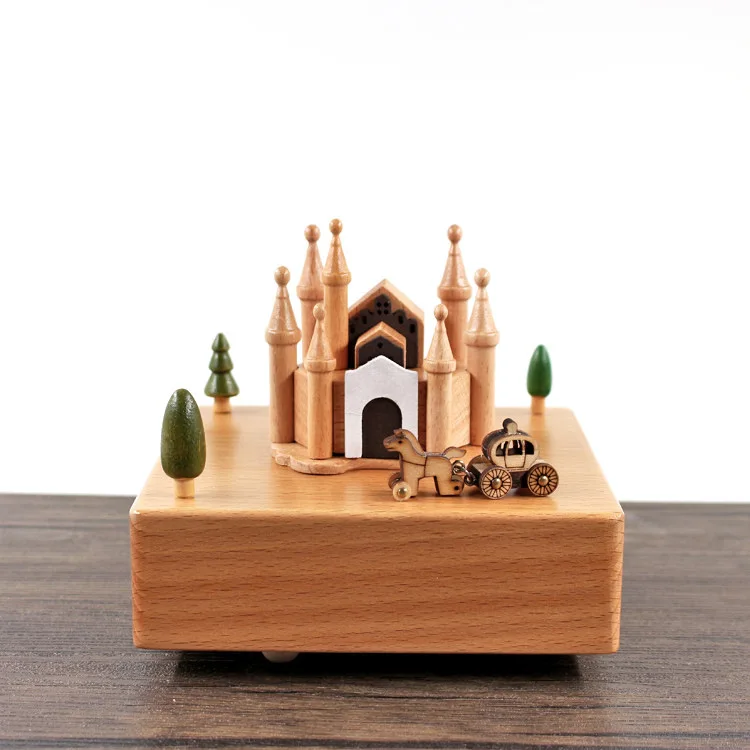 Cutebee Zakka карусель музыкальные коробки деревянная музыкальная шкатулка изделия из дерева ретро подарок на день рождения винтажные аксессуары для украшения дома - Цвет: 7505
