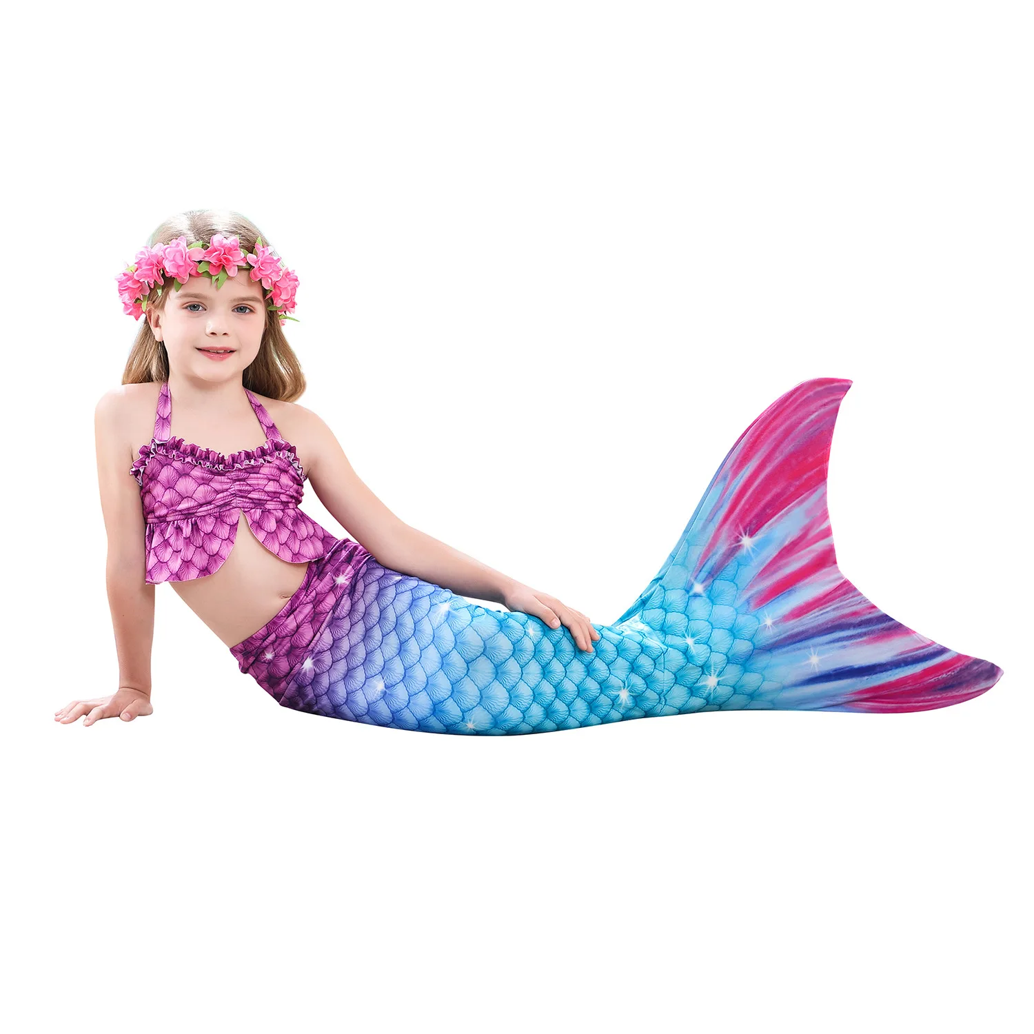 elvira costume Haojxuanyu Children Mermaid Swimwear Girls Pink Blue Bikini Set Kids Swimsuit Cosplay Mermaid Tail Costume for Swimming morticia addams dress