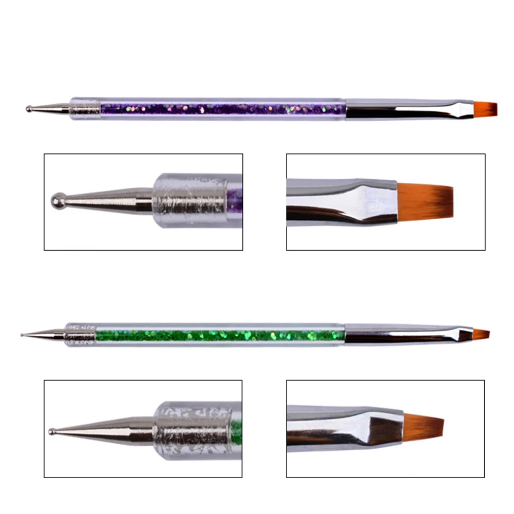 5Pcs/Set Nail Art Double Ended Dotting Brush Shiny Sequins Painting Drawing Tool